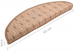 Covor pentru trepte scari, 15 buc., maro, 65x25 cm 15, Maro, 65 x 25 cm