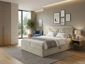Pat boxspring capitonat FORENA 160x200 cm crem Saltea: Saltea cu arcuri Bonell