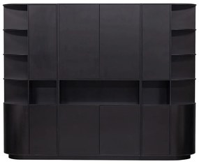 Bibliotecă modulară neagră din lemn masiv de pin 266x210 cm Finca – WOOOD