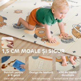 AIYAPLAY Covoraș pentru bebeluși față-verso, covoraș pentru târâre, temă astronauți și planete. | Aosom Romania