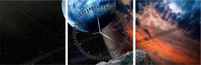 Tablou planetei în cosmos (cu ceas) (90x30 cm)