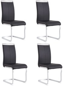 Set de 4 scaune de sufragerie cantilever, Negru | Aosom Romania