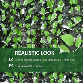 Gard artificial Verde Outsunny, 1X3m, iedera artificiala, frunze artificiale | Aosom RO
