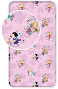 Cearceaf pentru copii roz din bumbac cu elastic 90x200 cm The Pincesses "Pink" – Jerry Fabrics