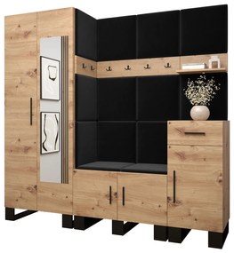 Set mobilier pentru hol Amanda 13 (Stejar artisan + Negru). 1085969