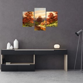 Tablou - Râu în peisaj de toamnă (90x60 cm)