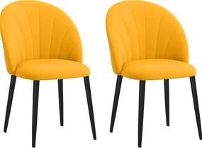 HOMCOM Set 2 Scaune de Sufragerie Tapițate cu Design Nordic și Ergonomic, 52x54x79 cm, Galben | Aosom Romania