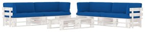 3067006 vidaXL Set mobilier din paleți cu perne, 6 piese, alb, lemn pin tratat