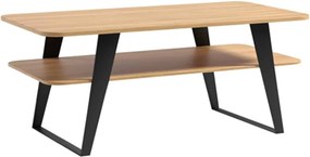 Măsuță lemn masiv natur de Cafea Santiago II -Negru, 120 × 60 × 50 cm
