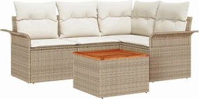 vidaXL Set de canapele pentru grădină 5 pcs Bej și crem poliratan