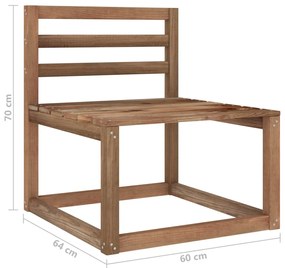 Set mobilier de gradina, 8 piese, maro, lemn de pin tratat 2x colt + 4x mijloc + 2x masa, 1