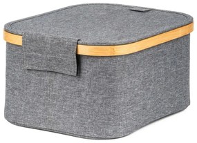 Cutie de depozitare G21 24 x 30 x 15 cm, dinbambus cu capac, gri