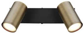 Aplica de perete / tavan cu 2 spoturi directionabile design modern ROBBY negru mat, alama antica