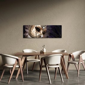Tablou cu statuie cu masca (cu ceas) (90x30 cm)