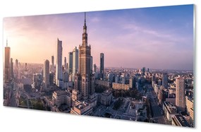 Tablouri pe sticlă panorama Varșovia Sunrise zgârie-nori