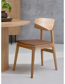 Scaun de dining maro coniac/în culoare naturală din imitație de piele Livo – Unique Furniture