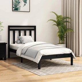 3105219 vidaXL Cadru de pat single, negru, 90x190 cm, lemn masiv