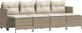vidaXL Set canapele de grădină cu perne, 5 piese, bej, poliratan