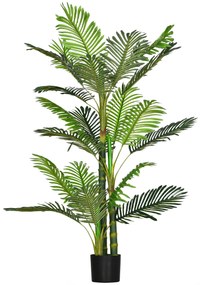 HOMCOM Plantă Artificială, palmier artificial, inclusiv ghiveci; 19,5 cm x 19,5 cm x 150 cm, Verde + Negru | Aosom Romania