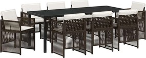 vidaXL Set de masă pentru grădină 9 pcs Maro Oțel vopsit electrostatic