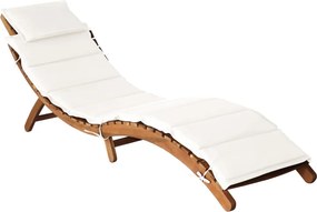 vidaXL șezlong cu perne crem din lemn masiv de salcâm