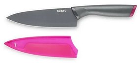 Cutit bucatar Tefal Fresh Kitchen K1220304, 15 cm, Acoperire titan, Protectie lama, Maner ergonomic, Gri/Roz