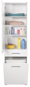 Dulap Baie cu cos de rufe Adore Diamond, usa reversibila, sertar, Alb Lucios, 52 x 38 x 187 cm