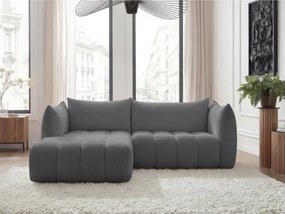 Colțar gri cu tapițerie din țesătură bouclé (cu colț pe partea stângă/cu șezlong) Azra – Bobochic Paris