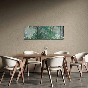 Tablou - Textura de beton cu frunze (cu ceas) (90x30 cm)
