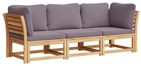 3214314 vidaXL Set mobilier de grădină cu perne, 3 piese, lemn masiv acacia