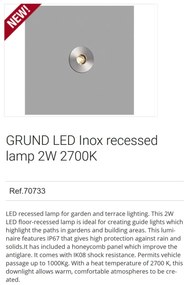 Spot LED incastrabil de exterior pavaj GRUND 2W inox
