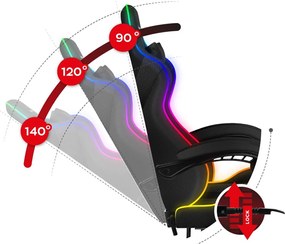 Fotoliu gaming Fusion 4.7 (negru + multicolor) (cu iluminat LED). 1087479