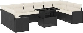 vidaXL Set canapele de grădină cu perne, 11 piese, negru, poliratan