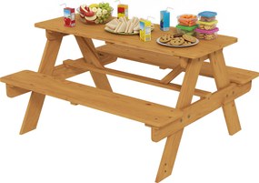 AIYAPLAY Set mobilier de exterior pentru copii, masă de picnic pentru copii cu bănci, structură din lemn masiv, lemn natural | Aosom Romania