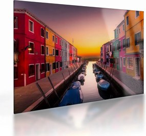 Tablou pe sticlă - Apus de soare, insula Burano, Veneția, Italia (70x50 cm)
