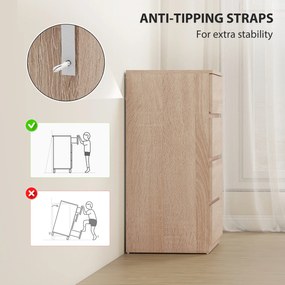 HOMCOM Comodă cu 4 Sertare, Dulap Înalt pentru Dormitor, Comodă cu Sertare cu Ghidaje Metalice și Mânere Scanalate, Alb | Aosom Romania