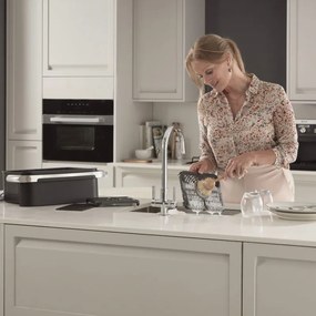 La mâna a doua: Friteuza dubla cu aer cald Ninja AF500EU, 10.4 L, 7 programe, Timer, Zone independente, Negru/Inox