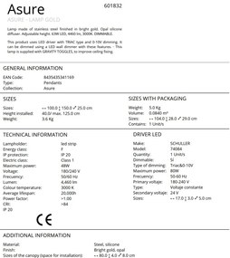 Lustra LED suspendata design modern Asure auriu