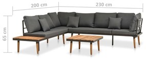 Set mobilier de gradina cu perne, 4 piese, lemn masiv de acacia