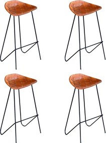vidaXL Scaune de bar, 4 buc., maro, piele naturală