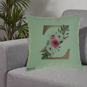 Cadou Personalizat - Perna Personalizata Monograma Rose Gold Litera Z, 40x40 cm, Verde, Husa Detasabila, Perna Inclusa, BEKZ®
