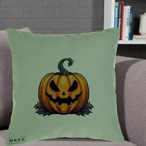 Perna Decorativa Halloween Jack-o'-Lantern Infricosator, 40x40 cm, Verde, Husa Detasabila, Perna Inclusa, BEKZ®