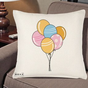 Perna Decorativa Baloane Petrecere, 40x40 cm, Crem Reliefat, Husa Detasabila, Perna Inclusa, BEKZ®