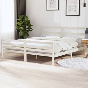 3103729 vidaXL Cadru de pat Super King, alb, 180x200 cm, lemn masiv de pin