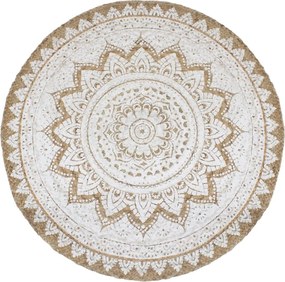 vidaXL Covor din iută împletită cu imprimeu, 240 cm, rotund