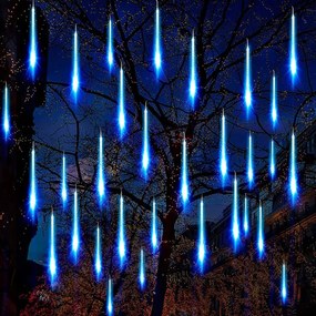 Instalație de Crăciun, țurțuri, 8 tuburi de 80 cm, cu led, 3 metri, exterior, albastru