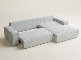 Colțar gri deschis extensibil/cu spațiu de depozitare cu tapițerie din chenille (cu colț pe partea dreaptă/cu șezlong) Maze – Maison de Rêve