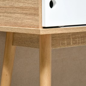 HOMCOM Masuta Consola de Hol si Sufragerie cu 2 Compartimente, din MDF si Picioare din Lemn de Pin, 100x35x75cm, Alb