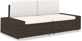 vidaXL Canapea modulară cu 2 locuri, maro, poliratan