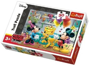 Puzzle Mickey și Minnie sărbătorind ziua de naștere 27x20cm